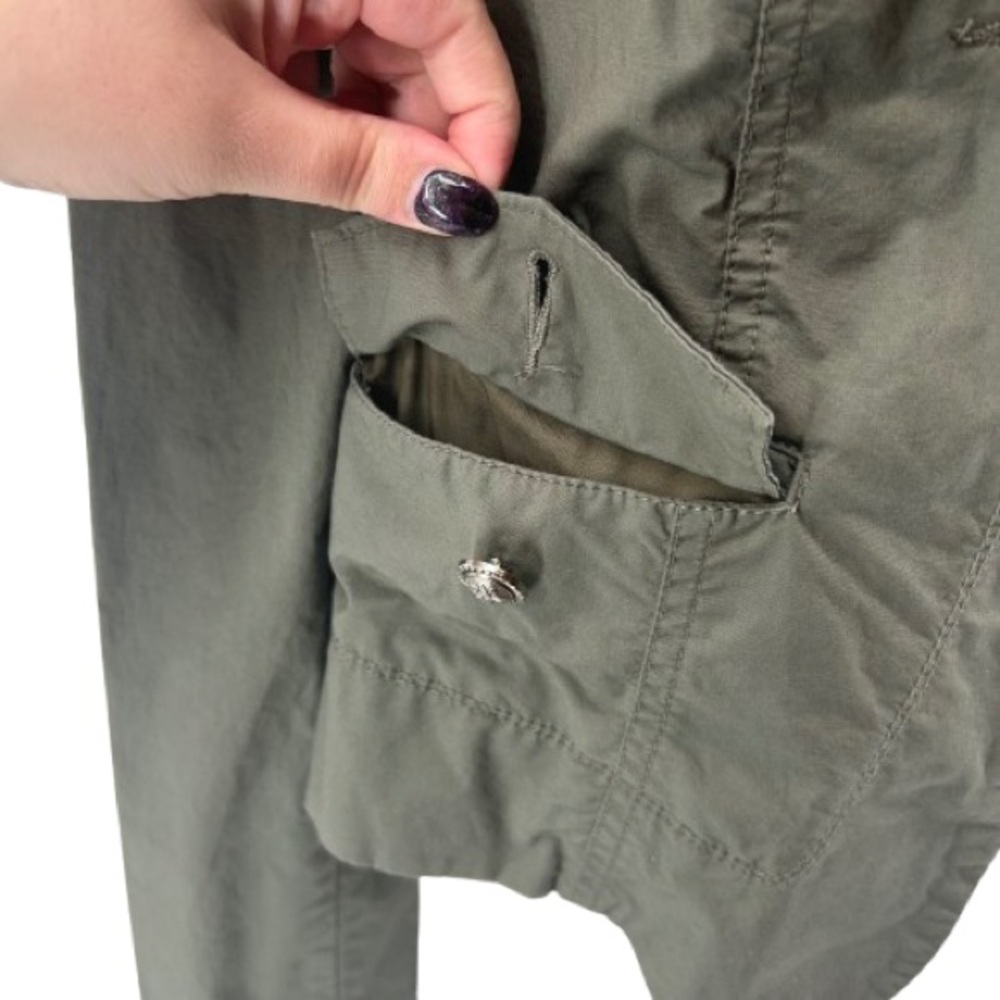 INC International Concepts Olive Green Zip Up Faux Button Military Jacket READ - Picture 4 of 13